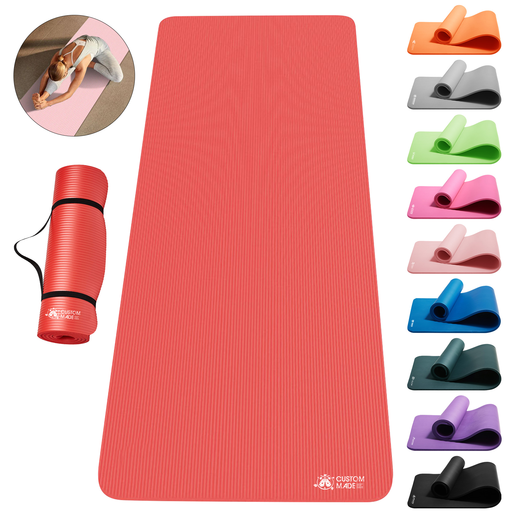 NBR Yoga Mat With Carrying Strap 9