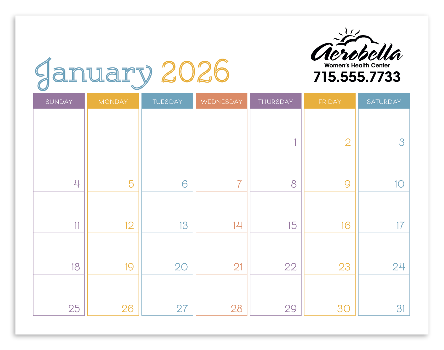 Triumph® Calendars Small Monthly Desk Pad - Colors 7