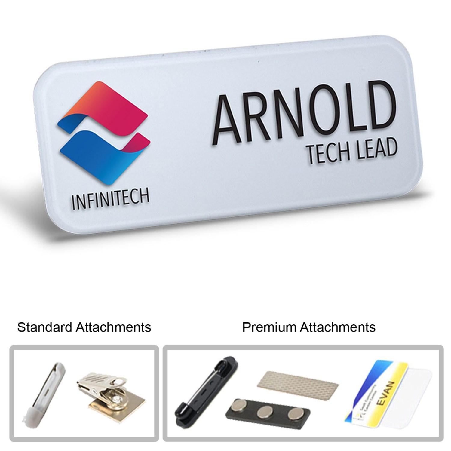 3"W x 1"H Shadow Name Badge w/ Full Color Logo 2