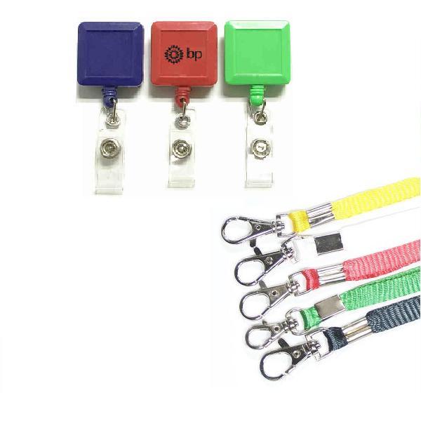 Square 26" retractable badge holder with lanyard.