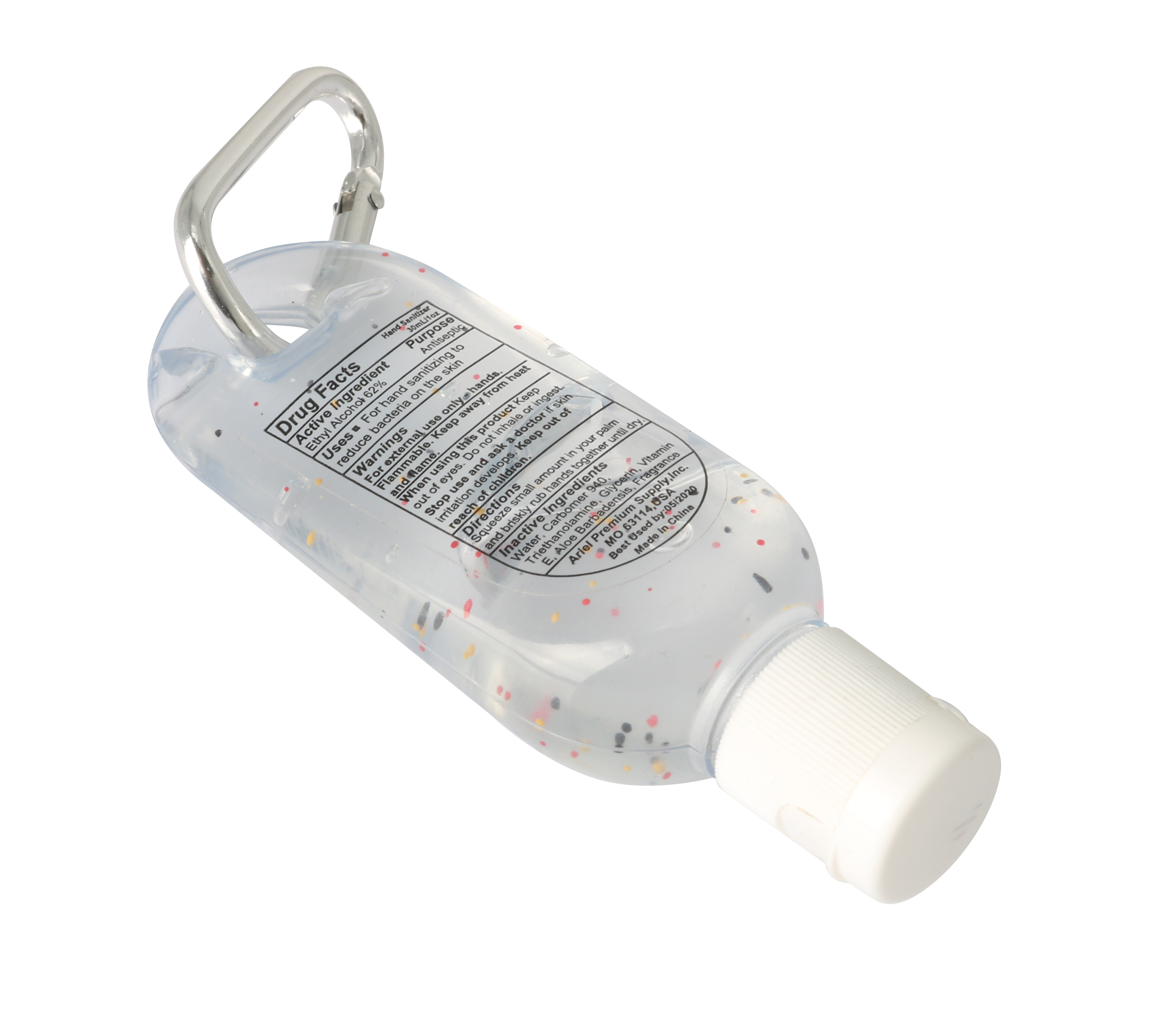 1.7 oz Hand Sanitizer with Carabiner Clip - 75% Alcohol 1