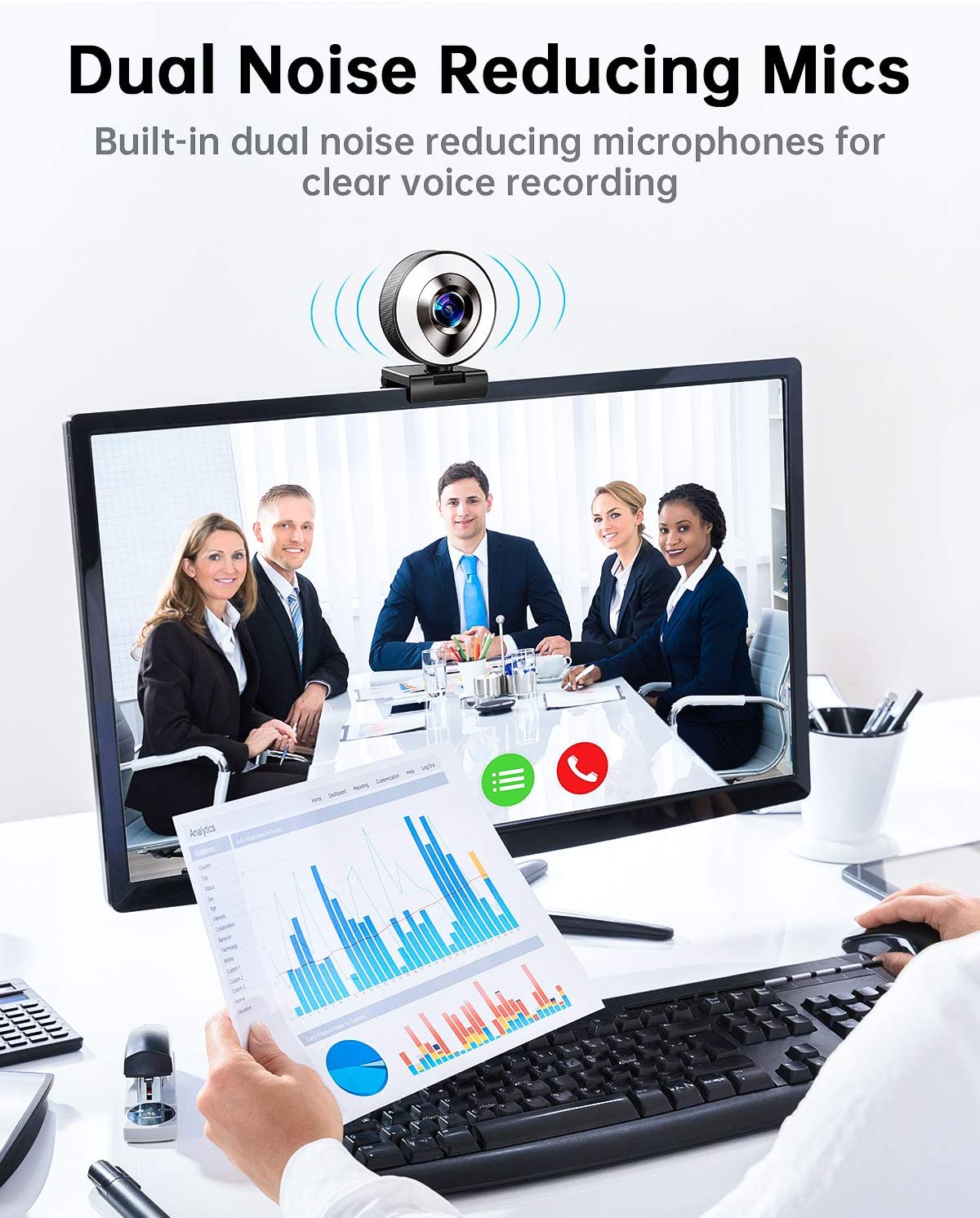 1080P HD Webcam Built in Touch Adjustable Ring Light Camera 1