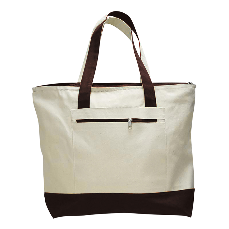 DailyMate Heavy Canvas Zipper Tote Bag with Color Handles, custom tote bag with logo imprint 14