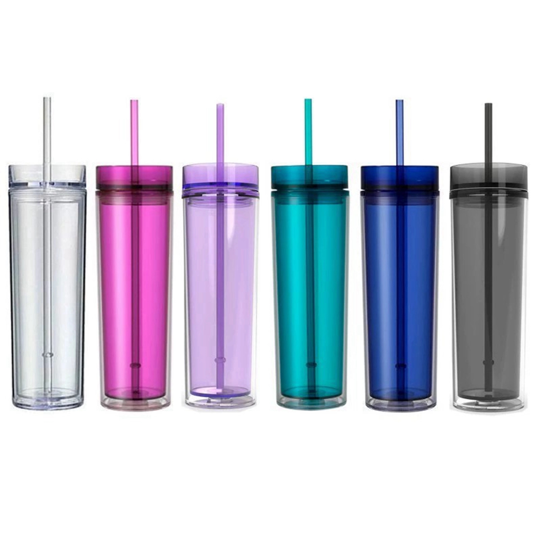16 Oz. Double Wall Plastic Straw Straight Tumbler 4