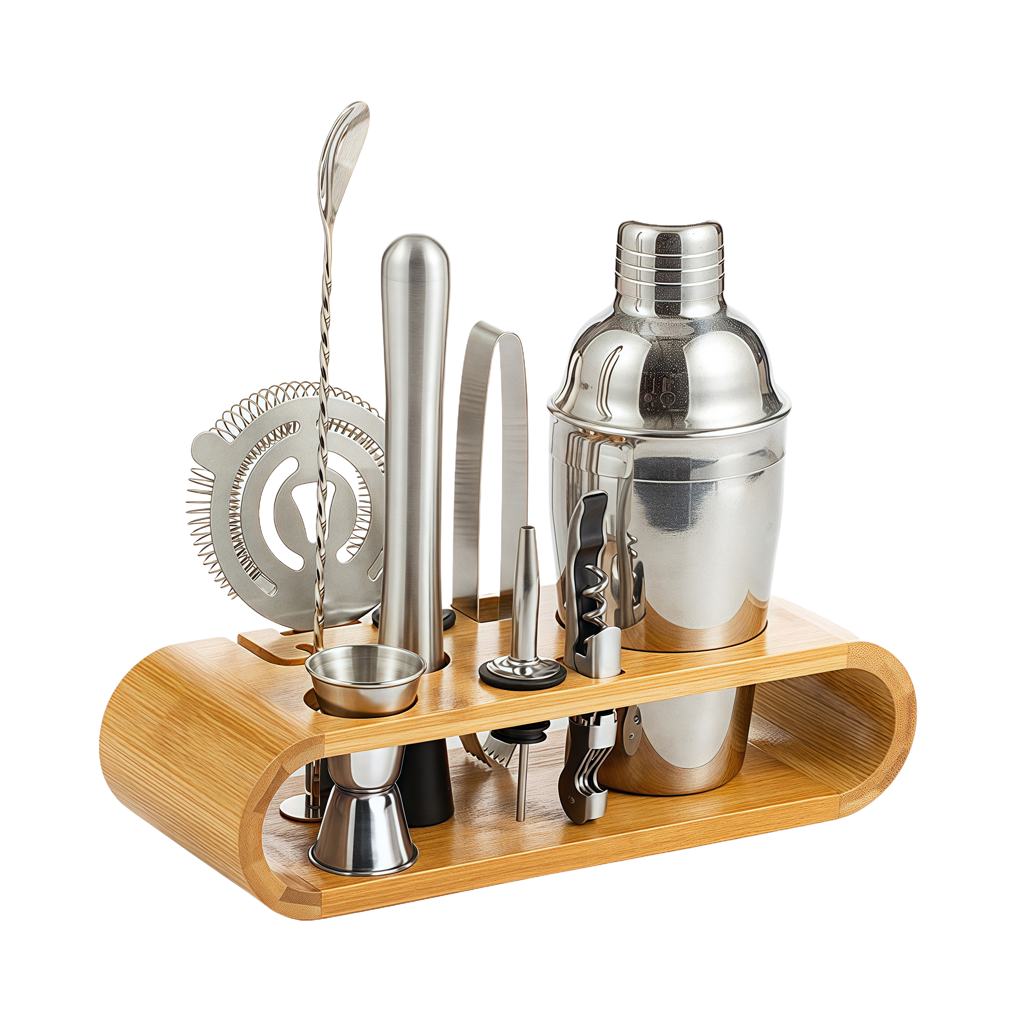 10-Piece Stainless Steel Cocktail Shaker Set Bar Tools with Mixing Cup and Strainer 2