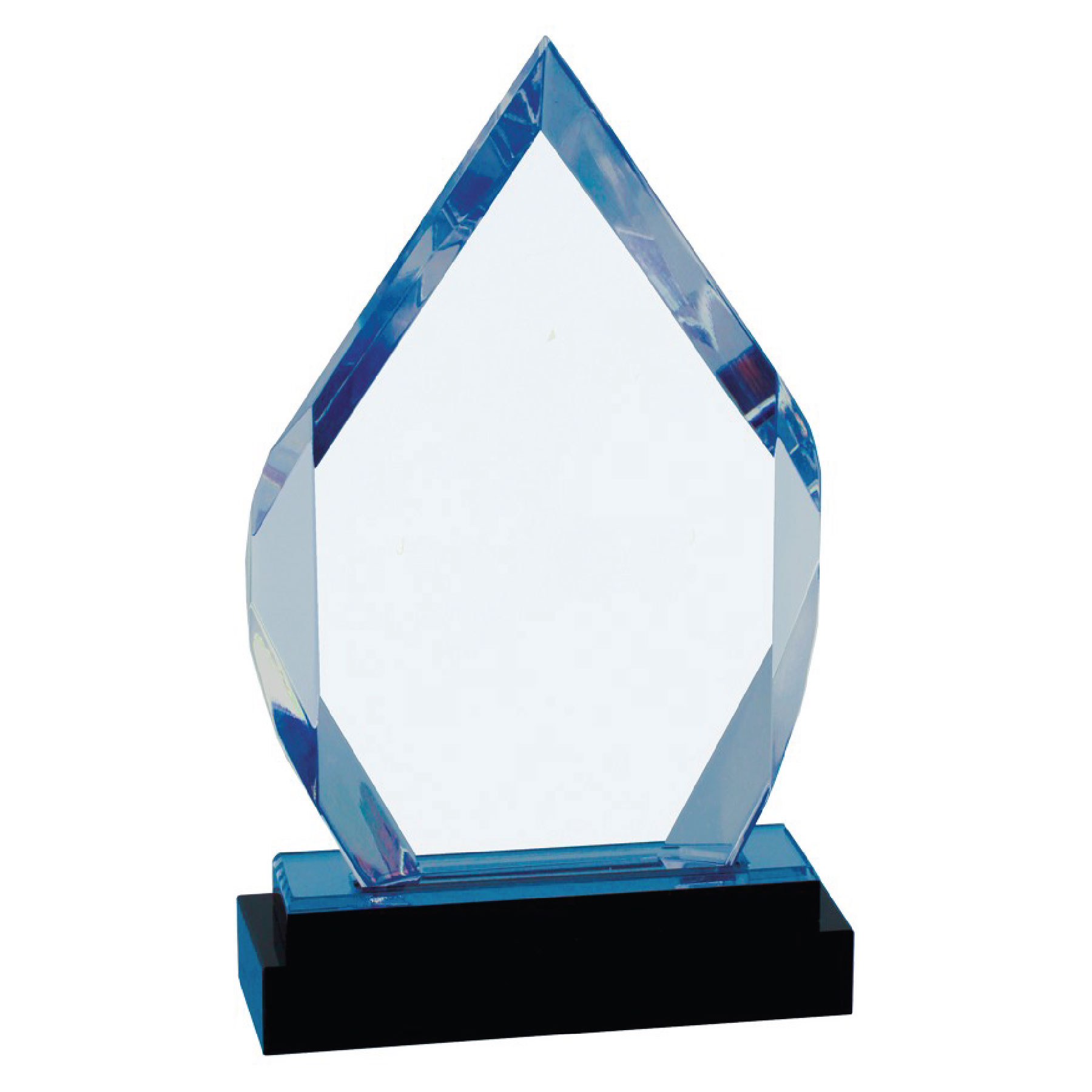 8" Blue Fusion Diamond Impress Acrylic w/ Black Glass Base 3