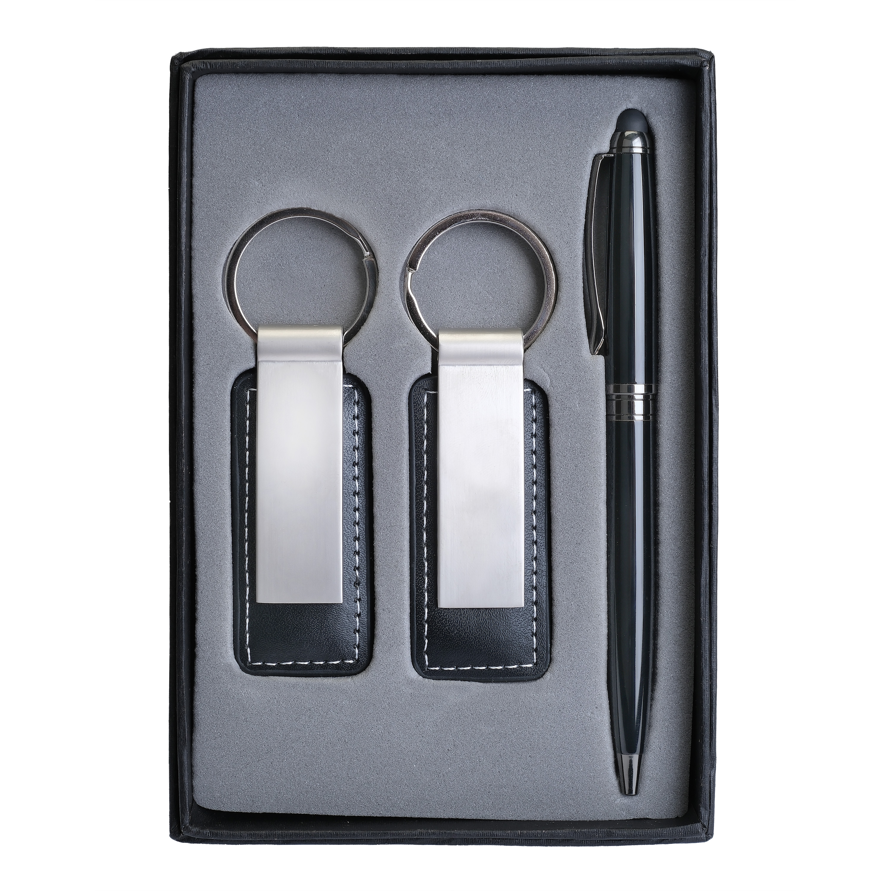 Pen & Black Leatherette/ Metal Keychain 5