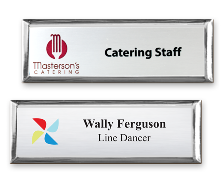 The Athena framed full color metal name badge 1"x3" 6