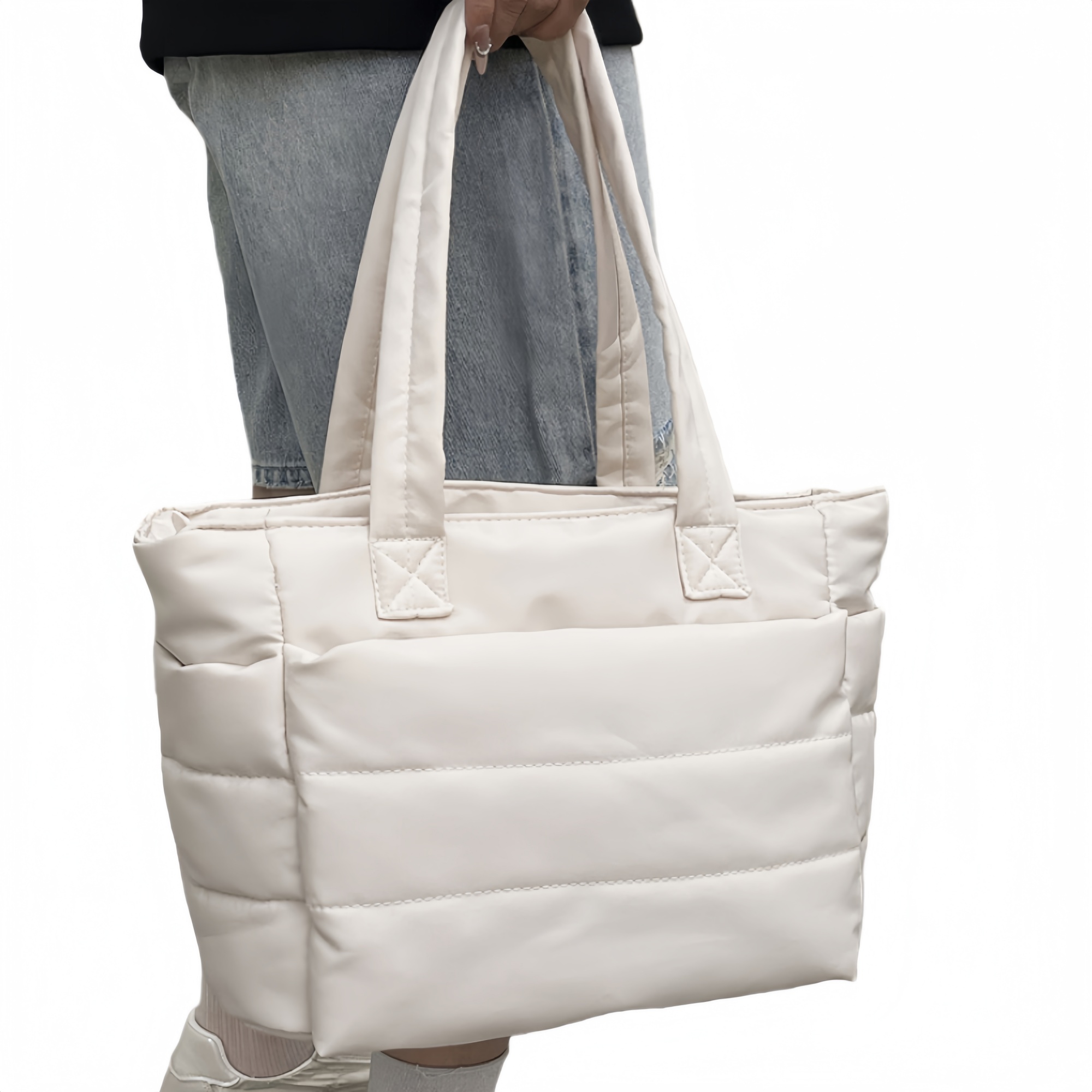 Lightweight Puffy Handbag with Compartments, custom tote bag with logo imprint 3
