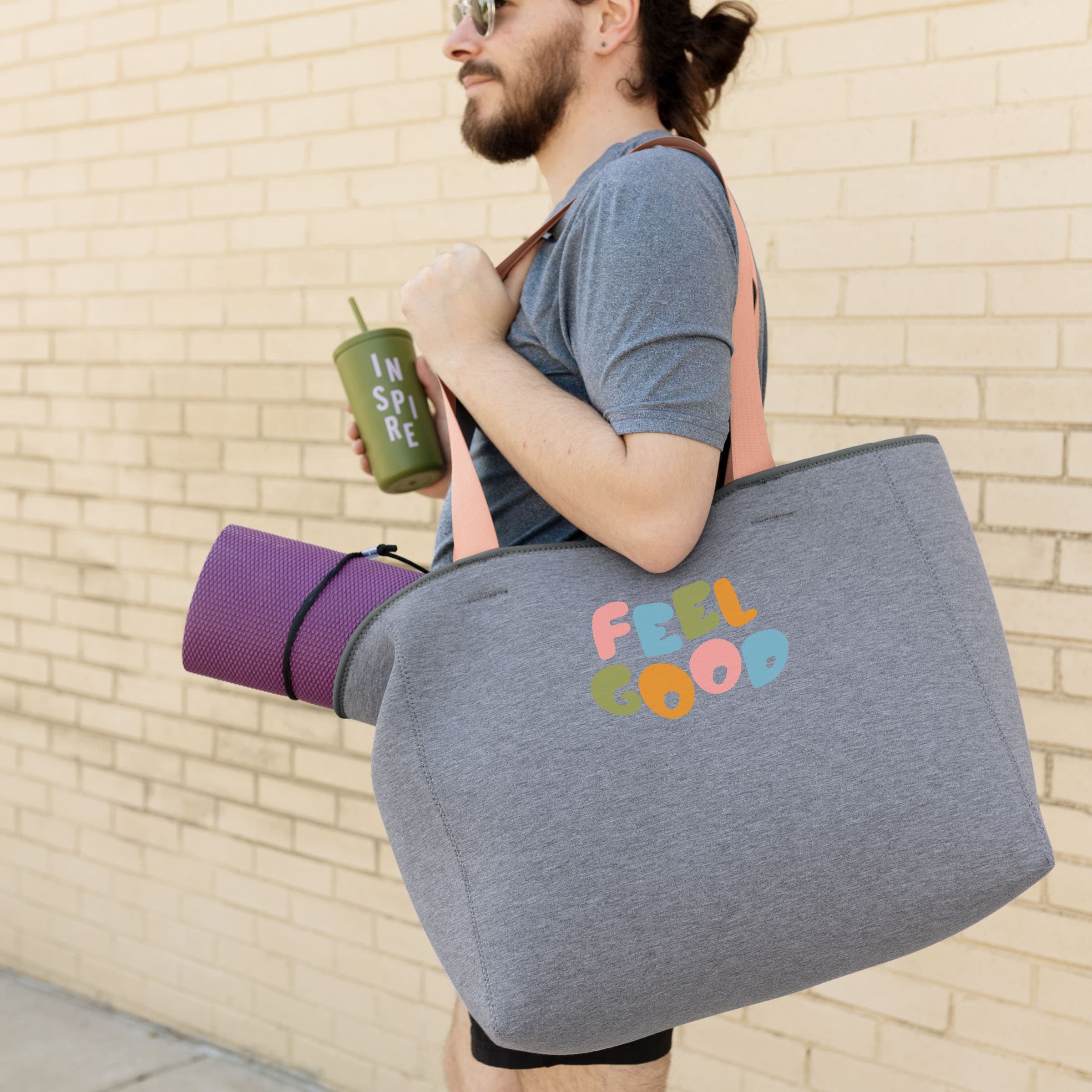 ALL DAY TOTE - HEATHERED JERSEY KNIT NEOPRENE - LARGE