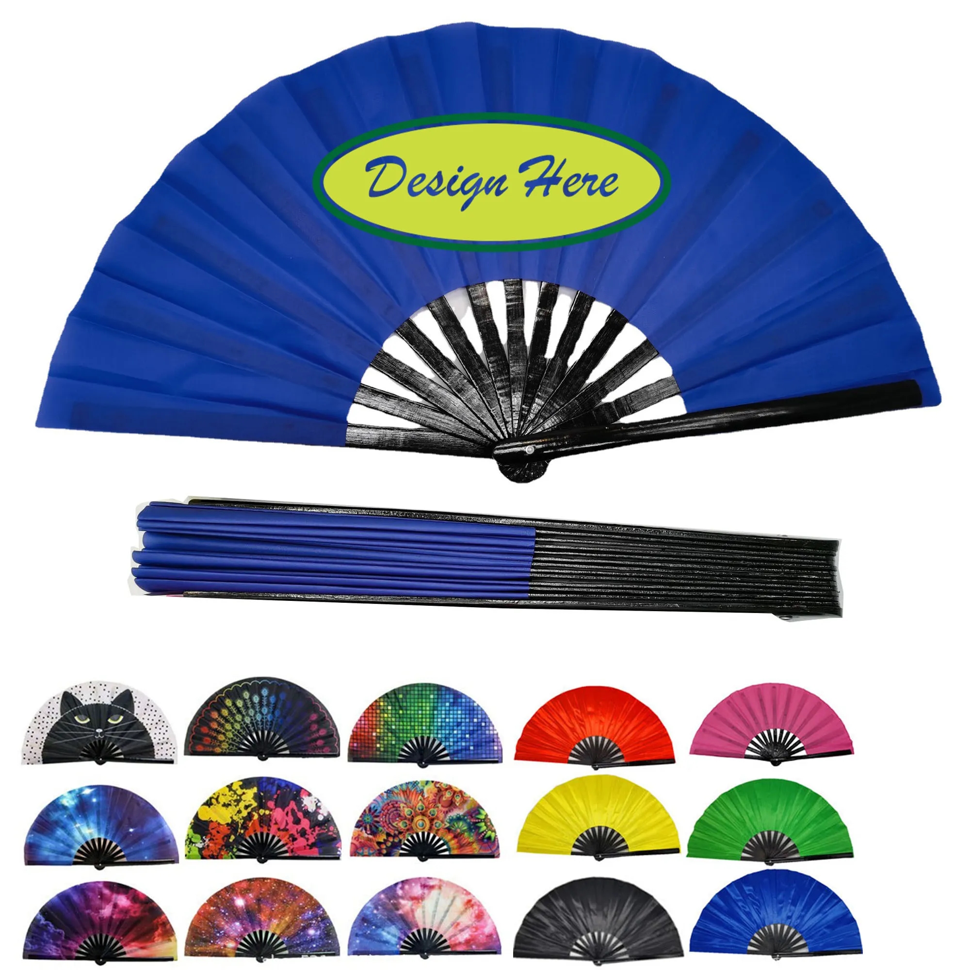 Funny Large Bamboo Fan With UV Reactive Ink 6