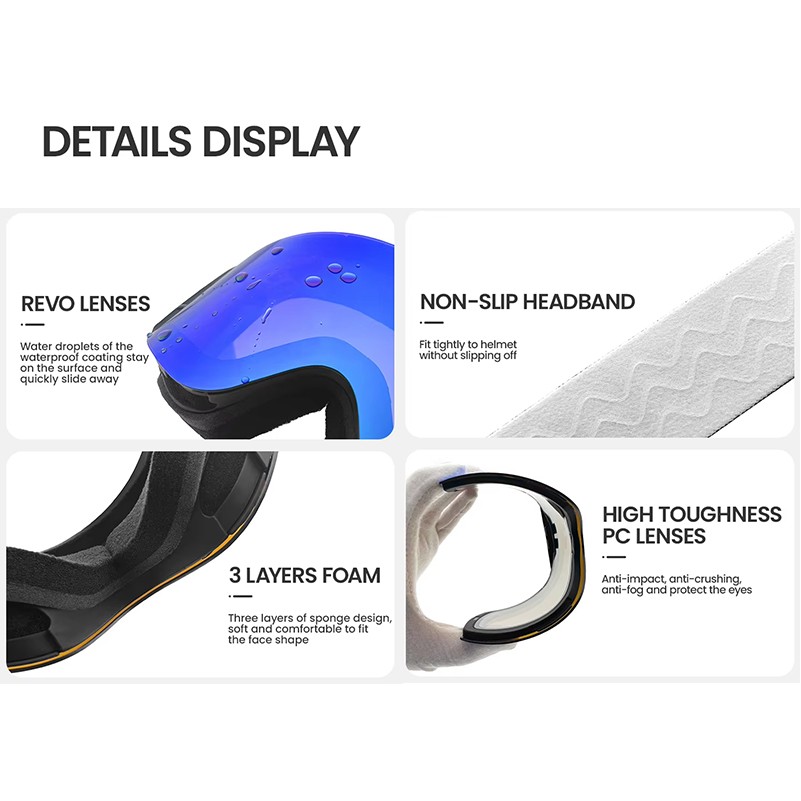Magnetic Flip UV400 Anti-Fog Ski Goggles 6