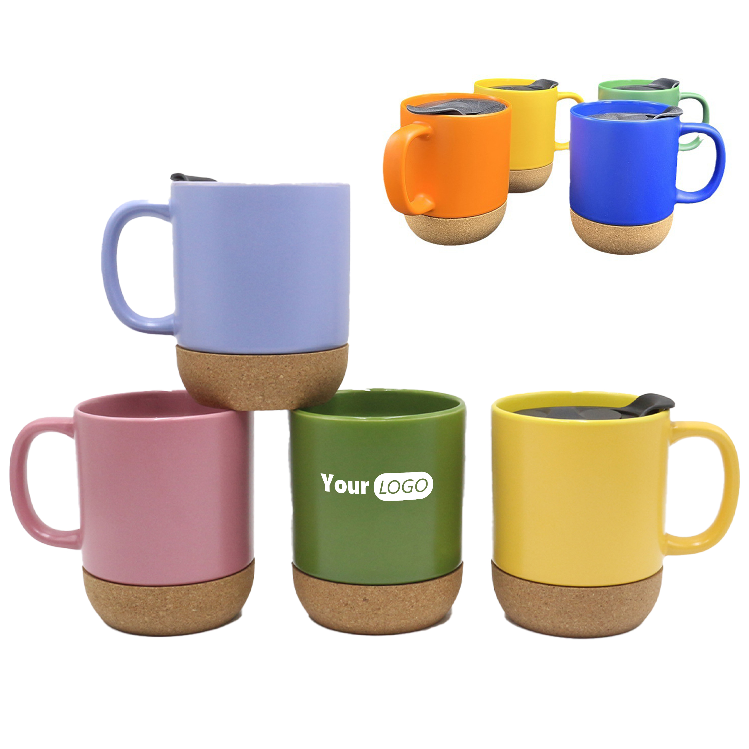 Ceramic Elegant Coffee Mug With Cork Base And Spill-Proof Lid 1