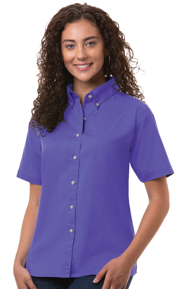 Ladies' Short-Sleeve 100% Cotton Twill Shirt 10