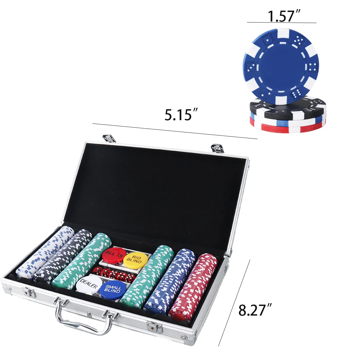 300 Piece Texas Chip Dice Poker Set With Cards 4