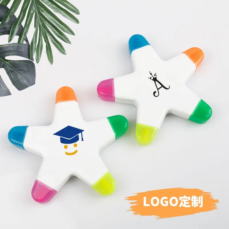 Creative Star Shape Light Color Fluorescent Pens Markers 6