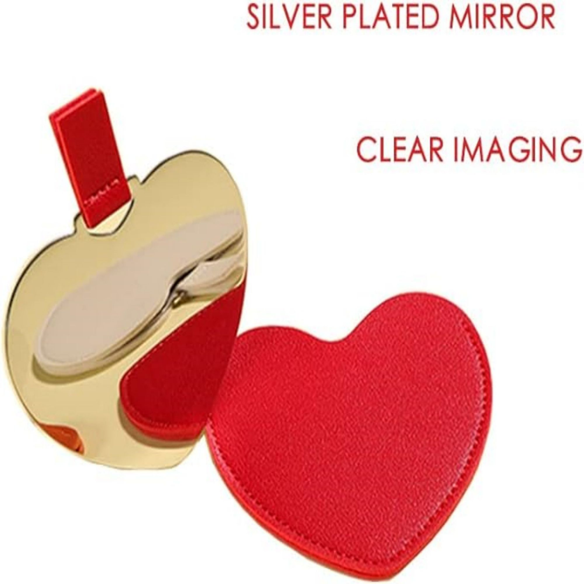 Mini Small Heart Shaped Mirror With PU Leather Cover 2