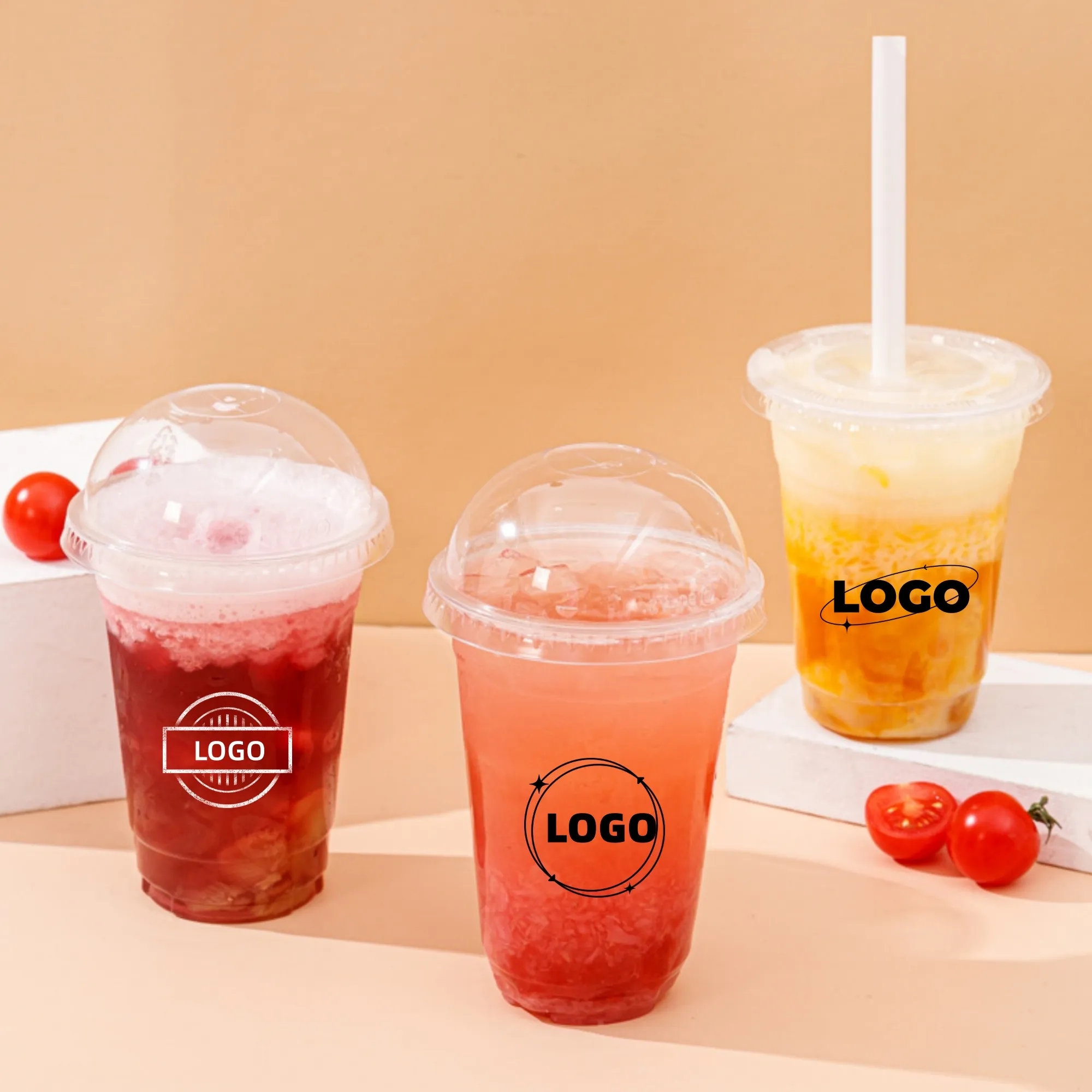 16oz Disposable Clear PET Coffee Cup With Lid 2
