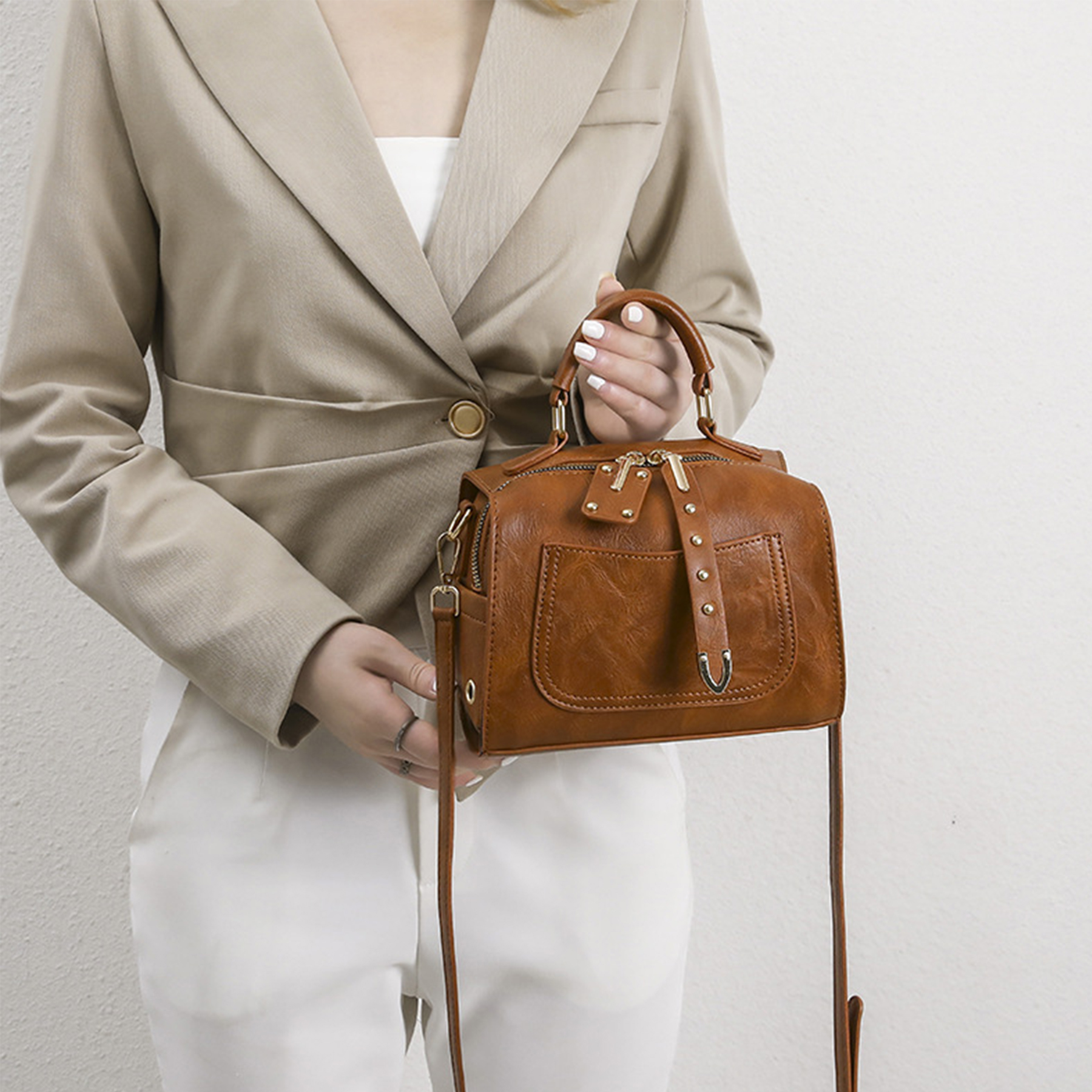 Pu Leather rivet Crossbody Bag for Women Offers Zipper 8
