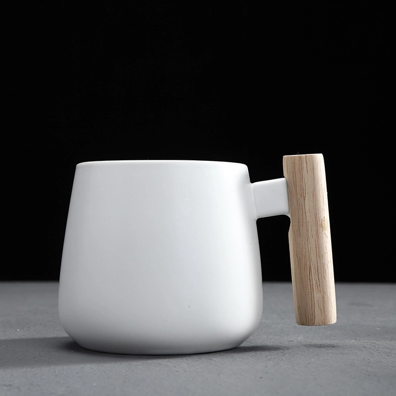 Custom 15 OZ Wooden Handle Coffee Mug with Lid and Spoon 8