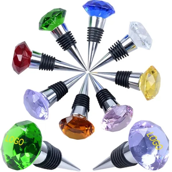 Colored Crystal Diamand Cut Wine Stoppers 6