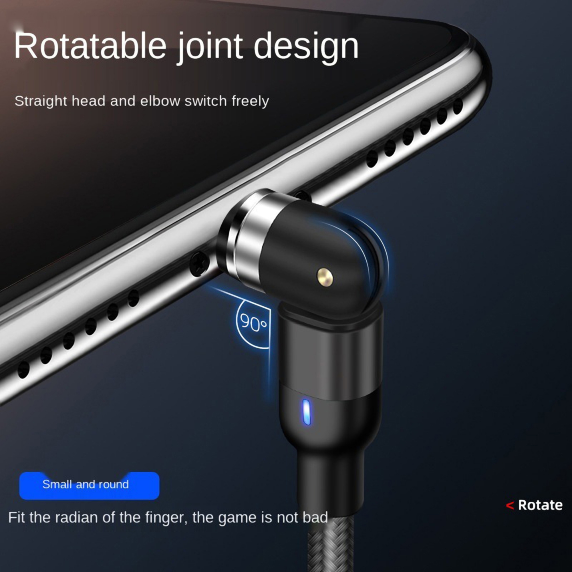 3-in-1 Nylon L-Shaped Magnetic 2.4A Phone Charger 5