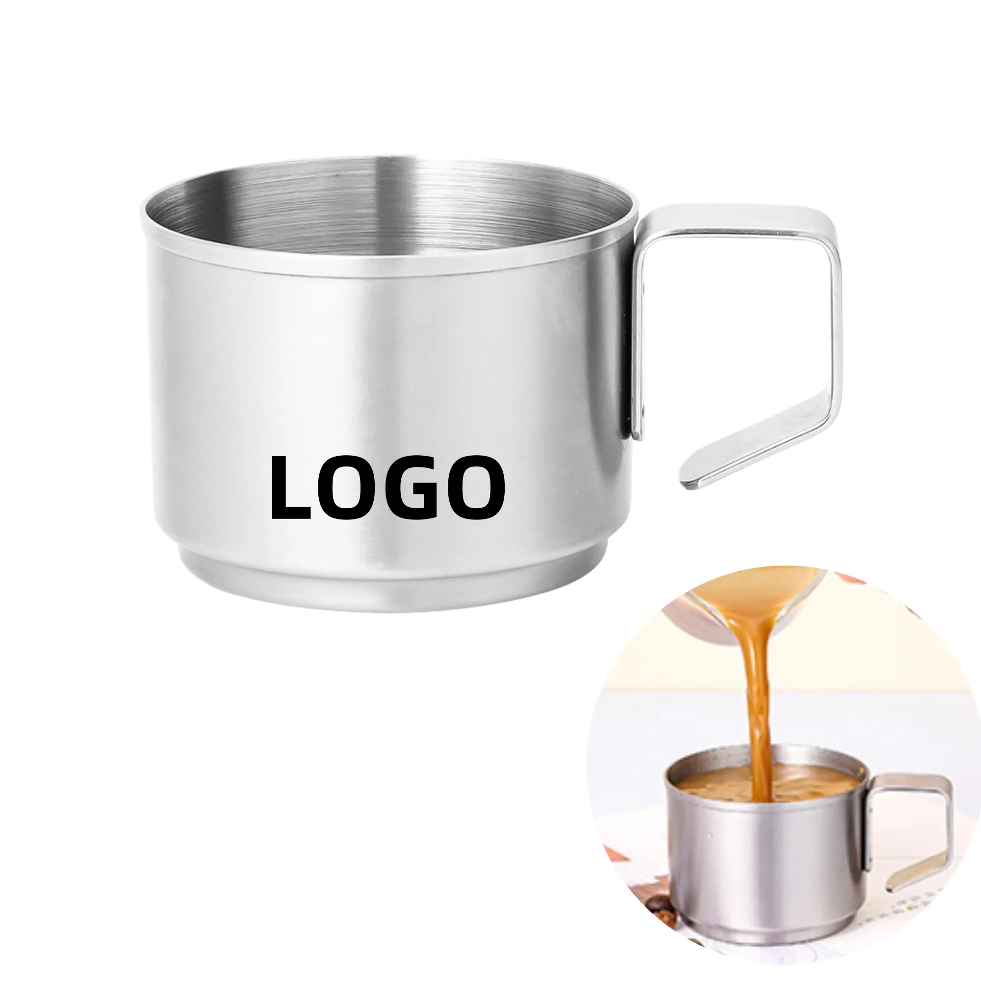 4 Oz Mini Stainless Steel Coffee Cup Mug With Handle