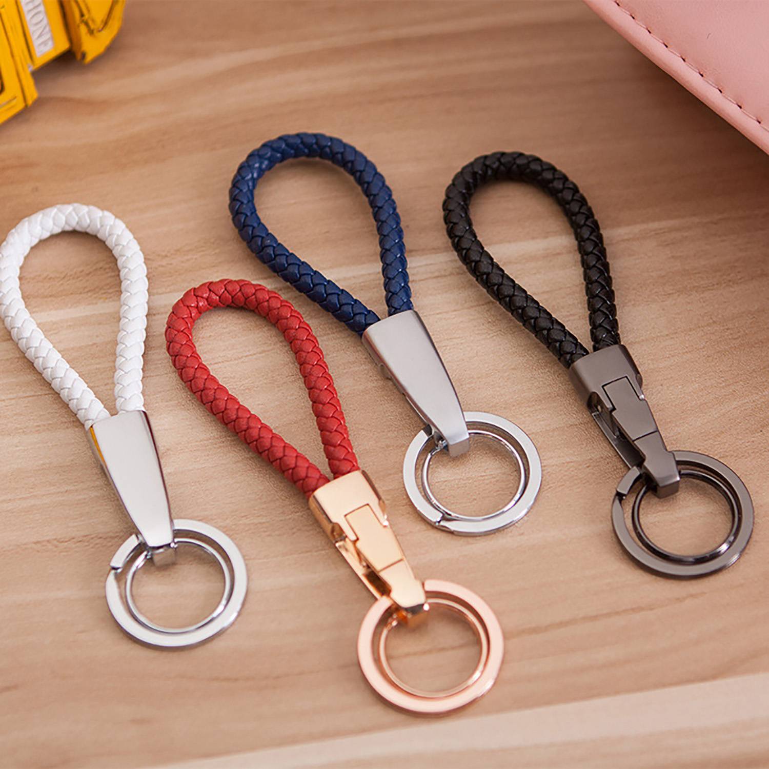 Handmade Braided Microfiber Leather Keychain 6