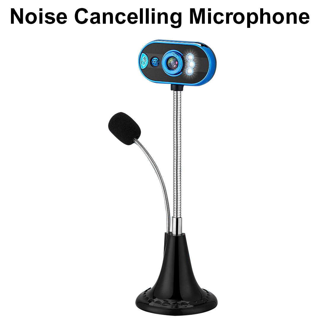 USB Webcam with Microphone & LED Light on Flexible Gooseneck for Streaming & Video Calls 3