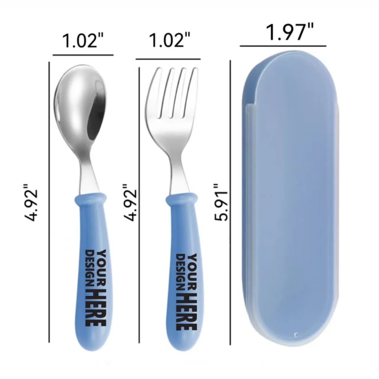 304 Stainless Steel Kids Portable Utensil Set With Case 3