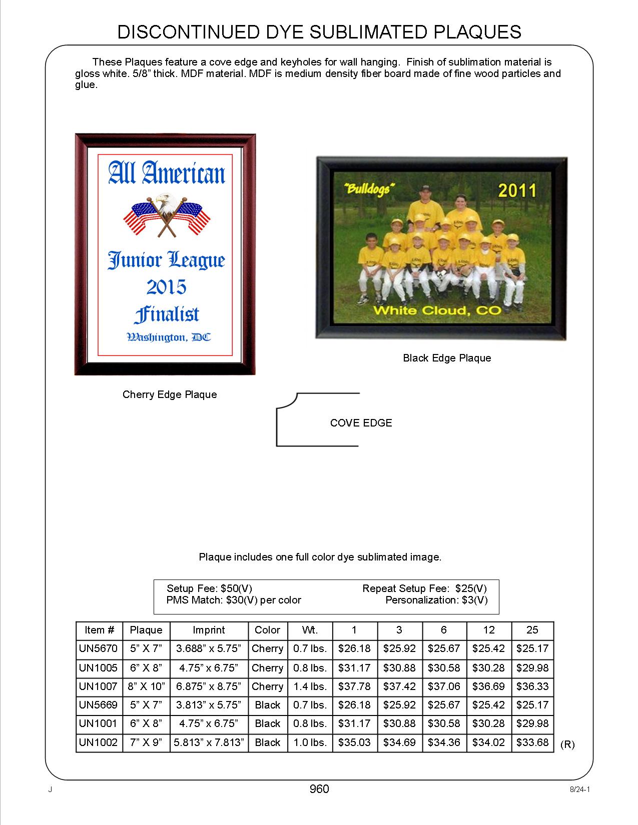 5" x 7" Full Color Dye Sublimated Black Edge Plaque 3