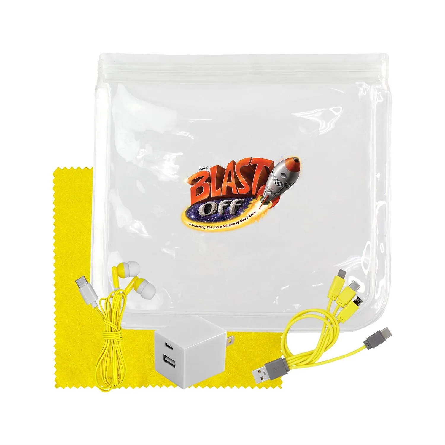 Clear Wall, Cable, Ear Bud & Cloth Set 2