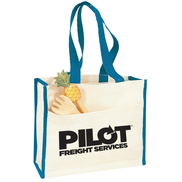 Canvas Gusset Tote w/Colored Handles 2