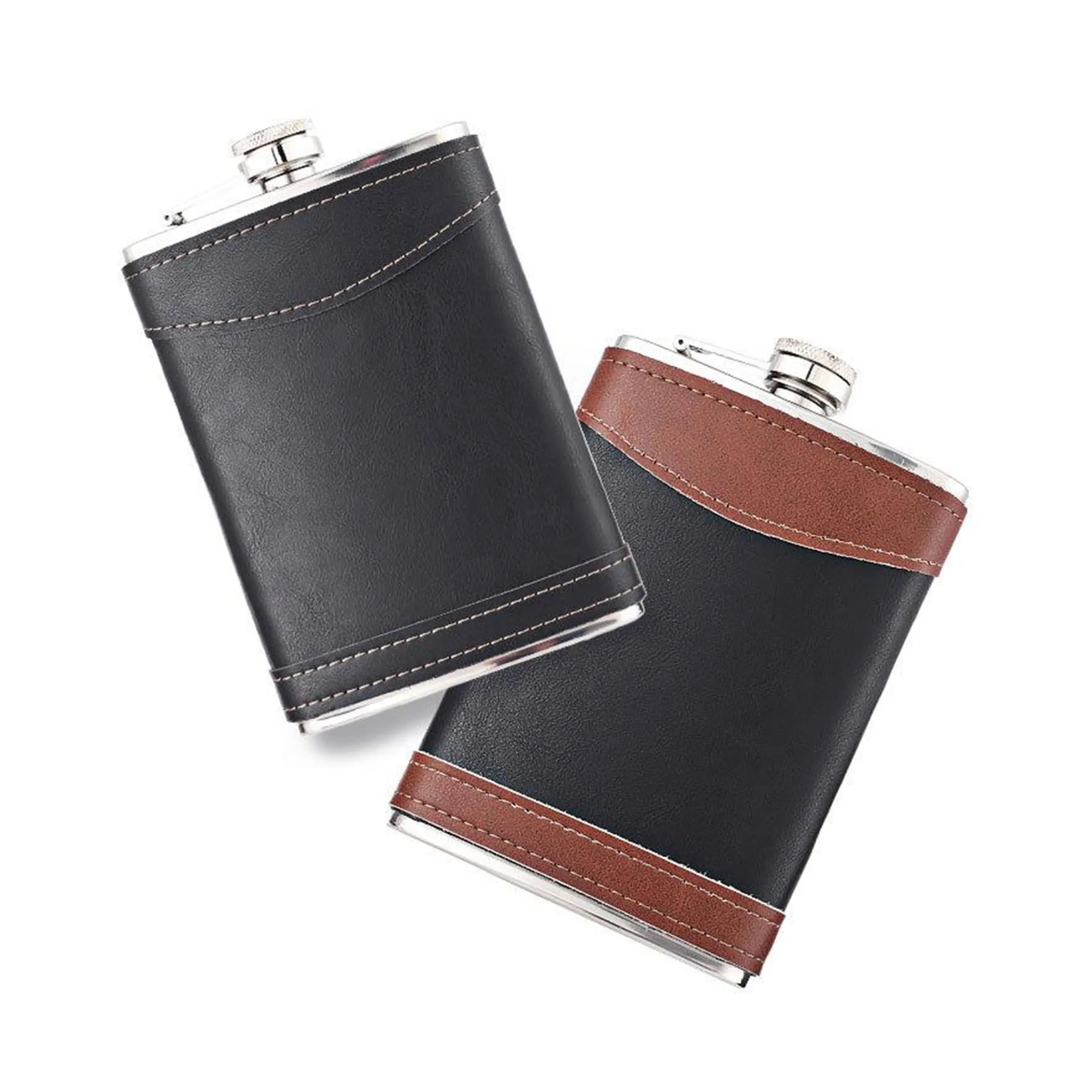 8 oz. Leather Wrapped Stainless Steel Flask, custom water bottle with logo imprint 6