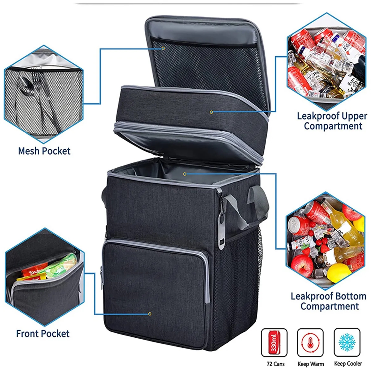72 Can Large Rolling Cooler Bag with Wheels and Handle 2