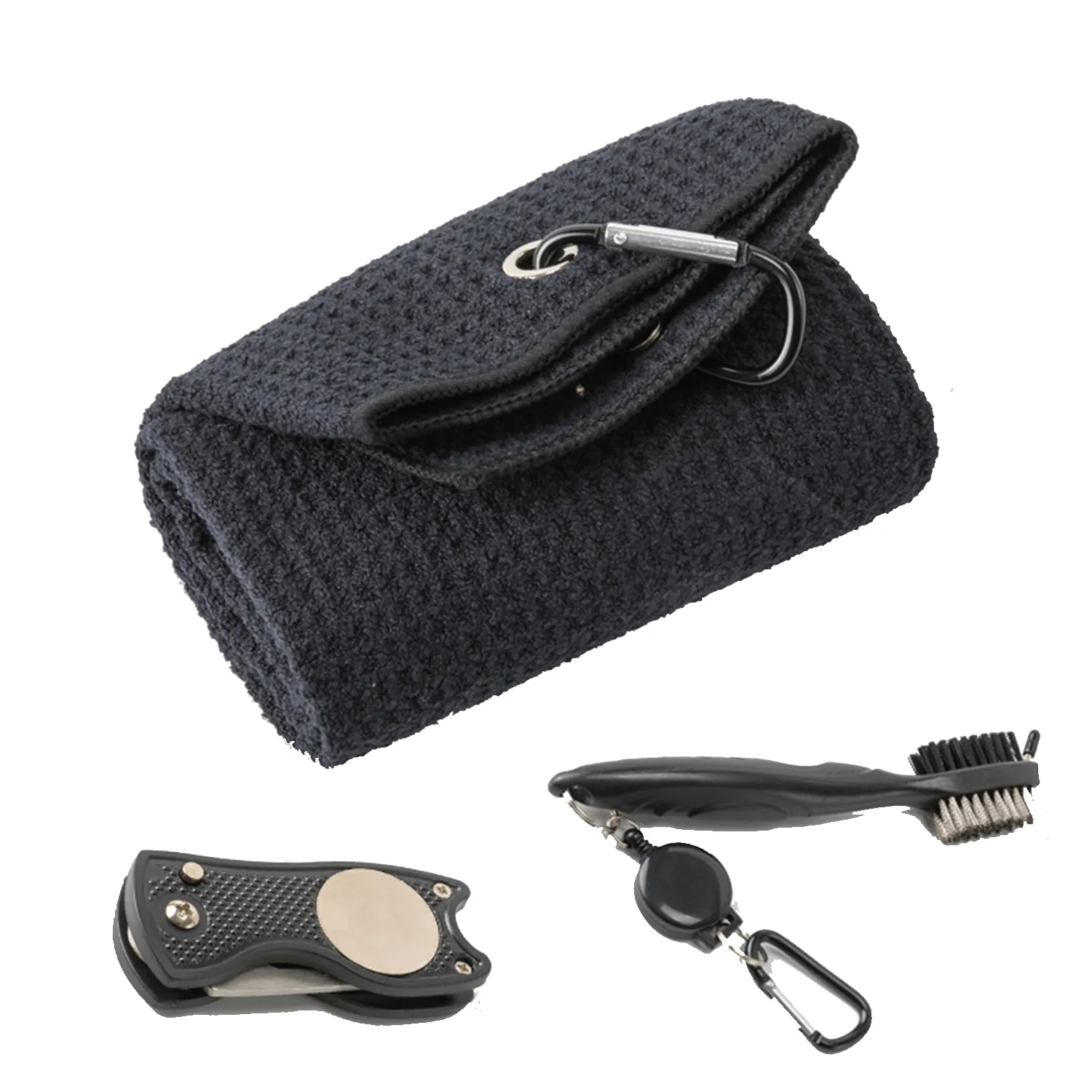 Golf Towel & Cleaner Brush & Divot Tool Set 1