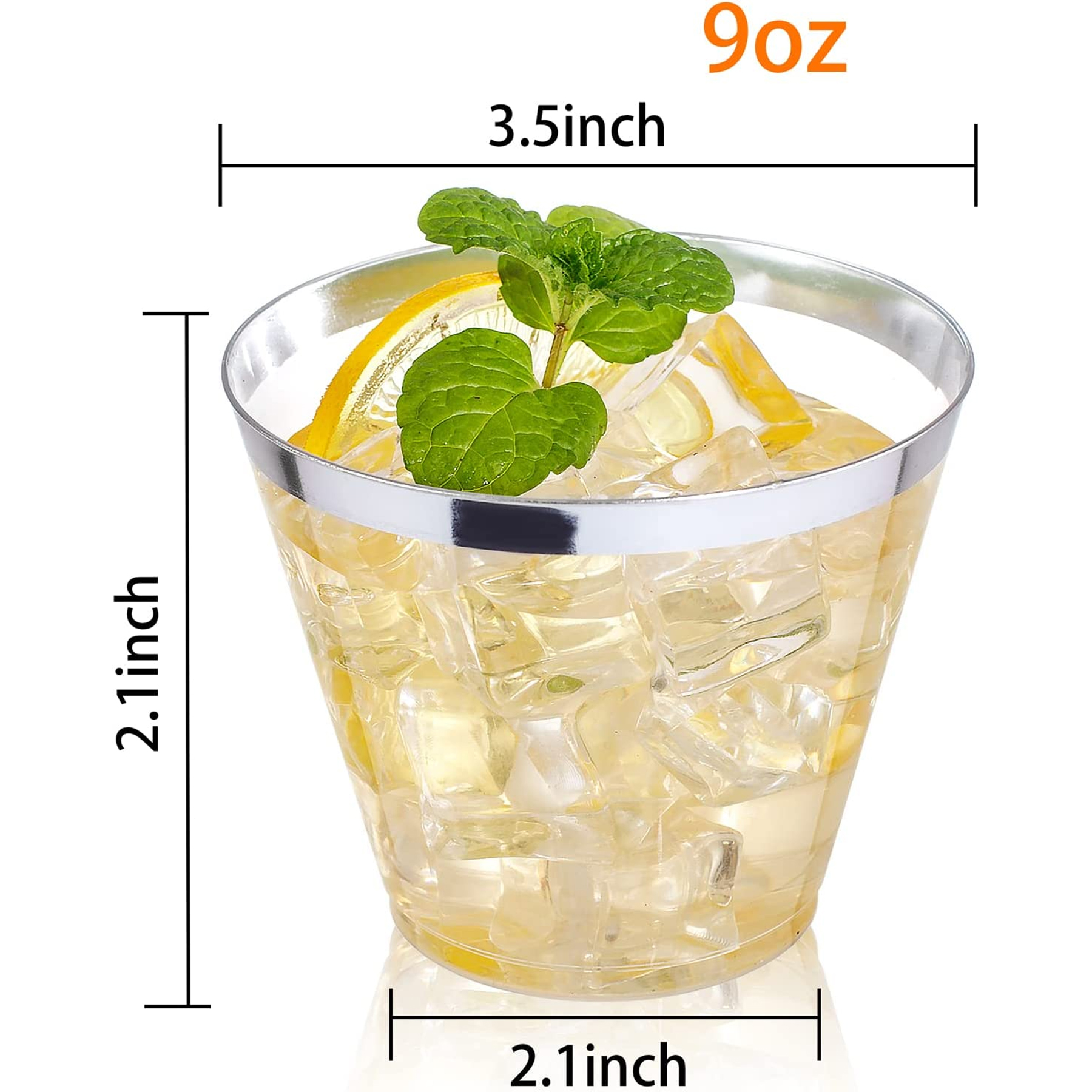 Silver Glitter 9 oz Clear Plastic Cups Tumbler 3