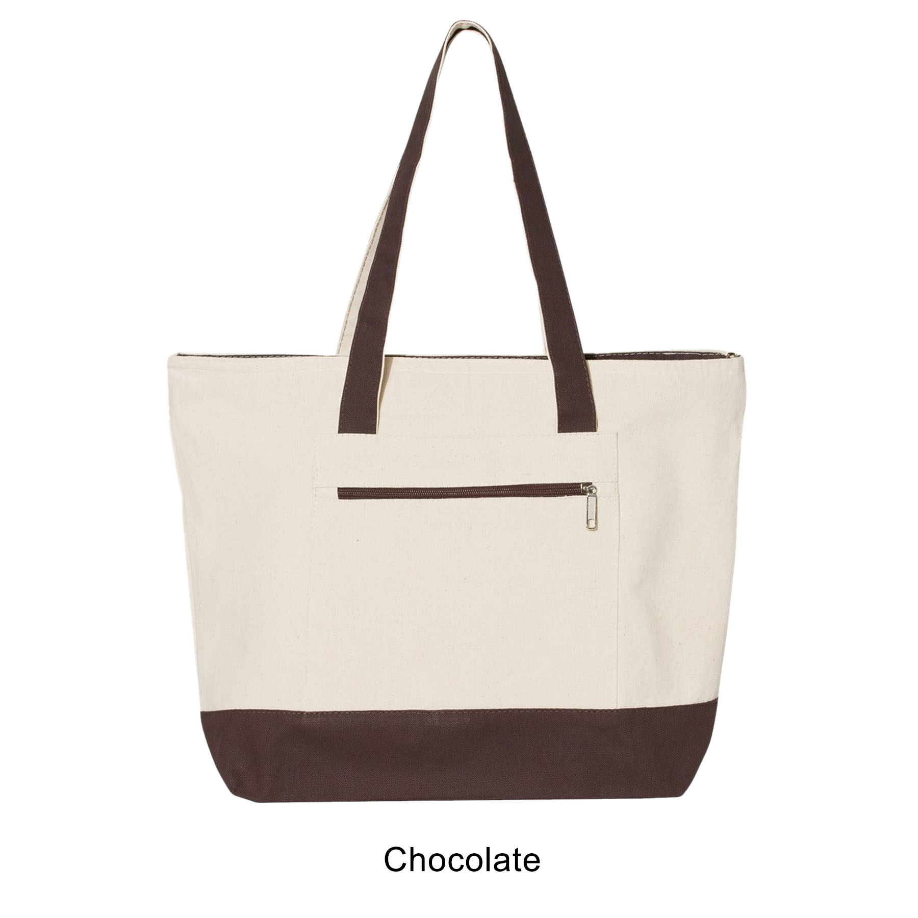 12 oz. Heavy Cotton Canvas Two Tone Zippered Tote Bag-Low MOQ 30 & 9 Colors 6