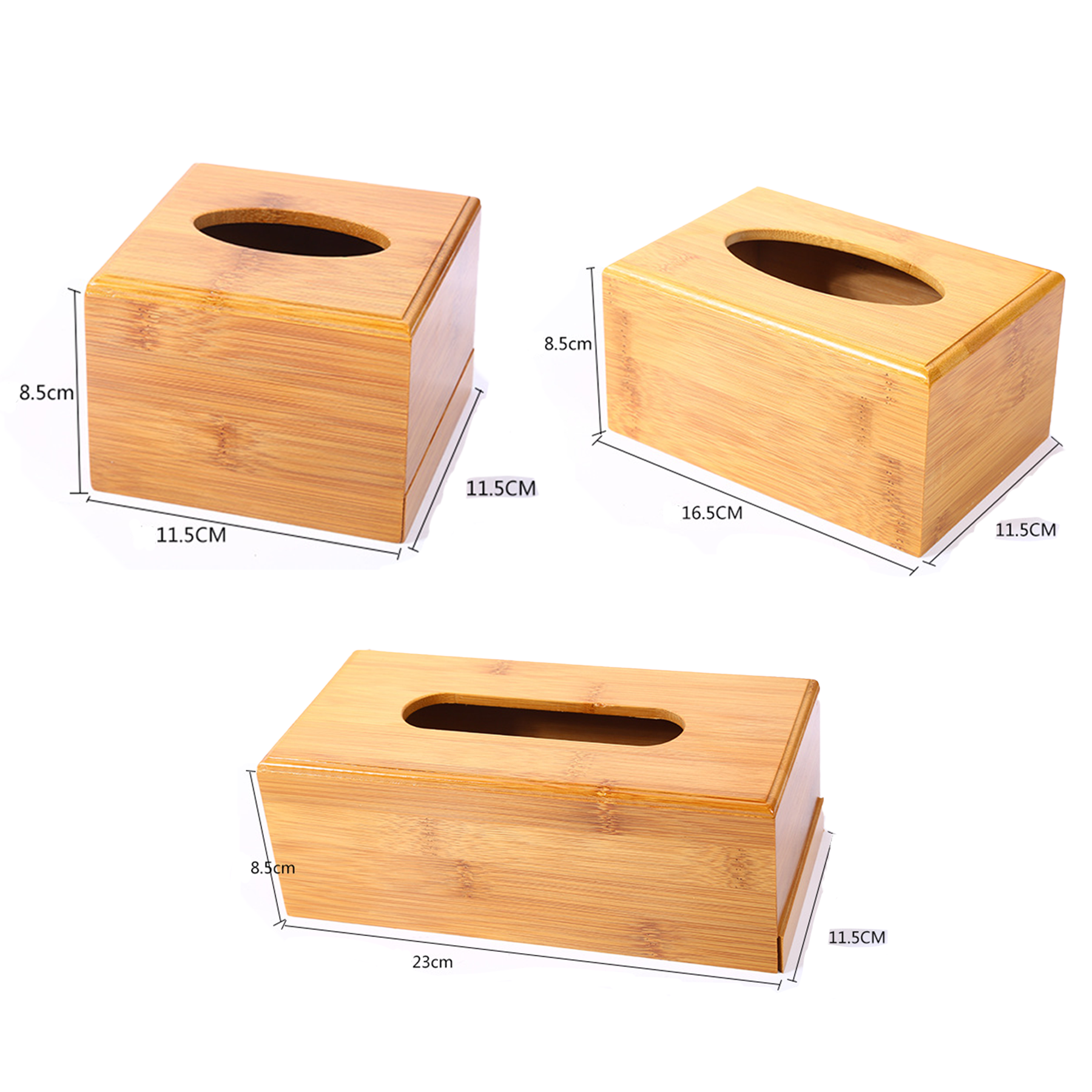 Bamboo Wood Tissue Box Cover Square for Home Decor 2