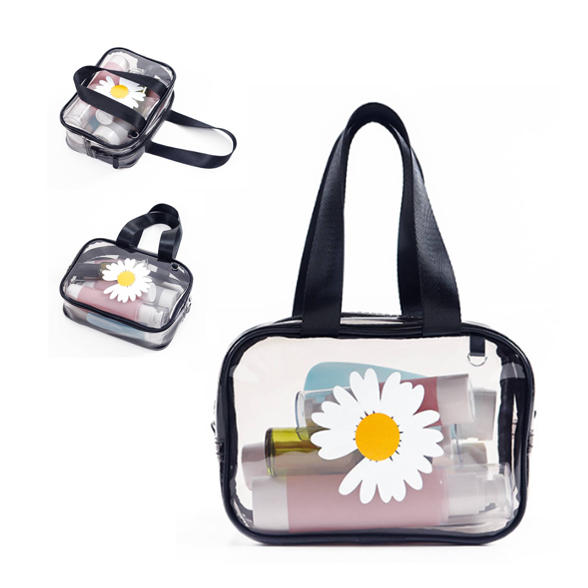 Daisy Pattern Portable Clear Toiletry Bag 3