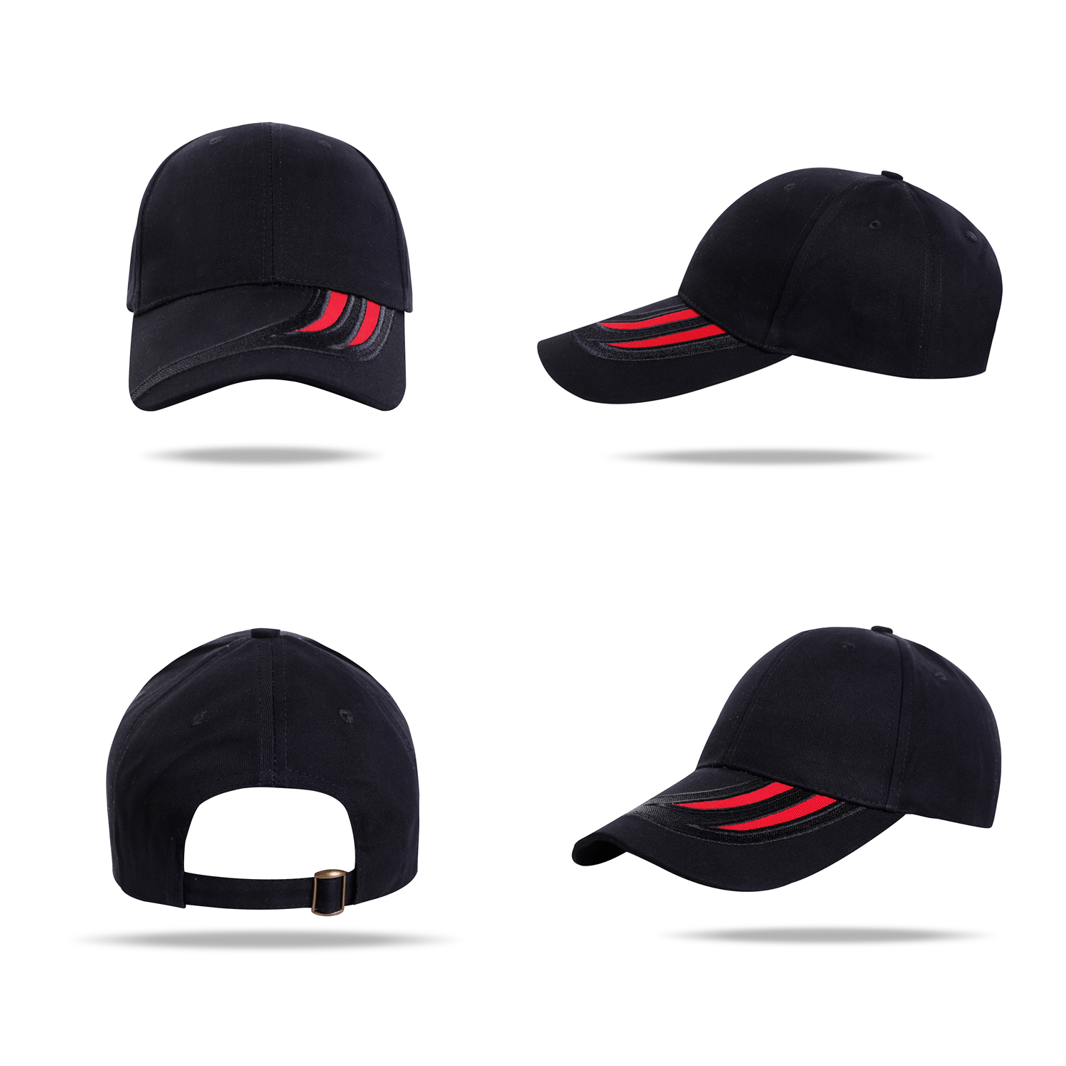 Stock 2-Tone Designed Cotton 6 Panel Cap w/Single Buckle Back Fastener 2