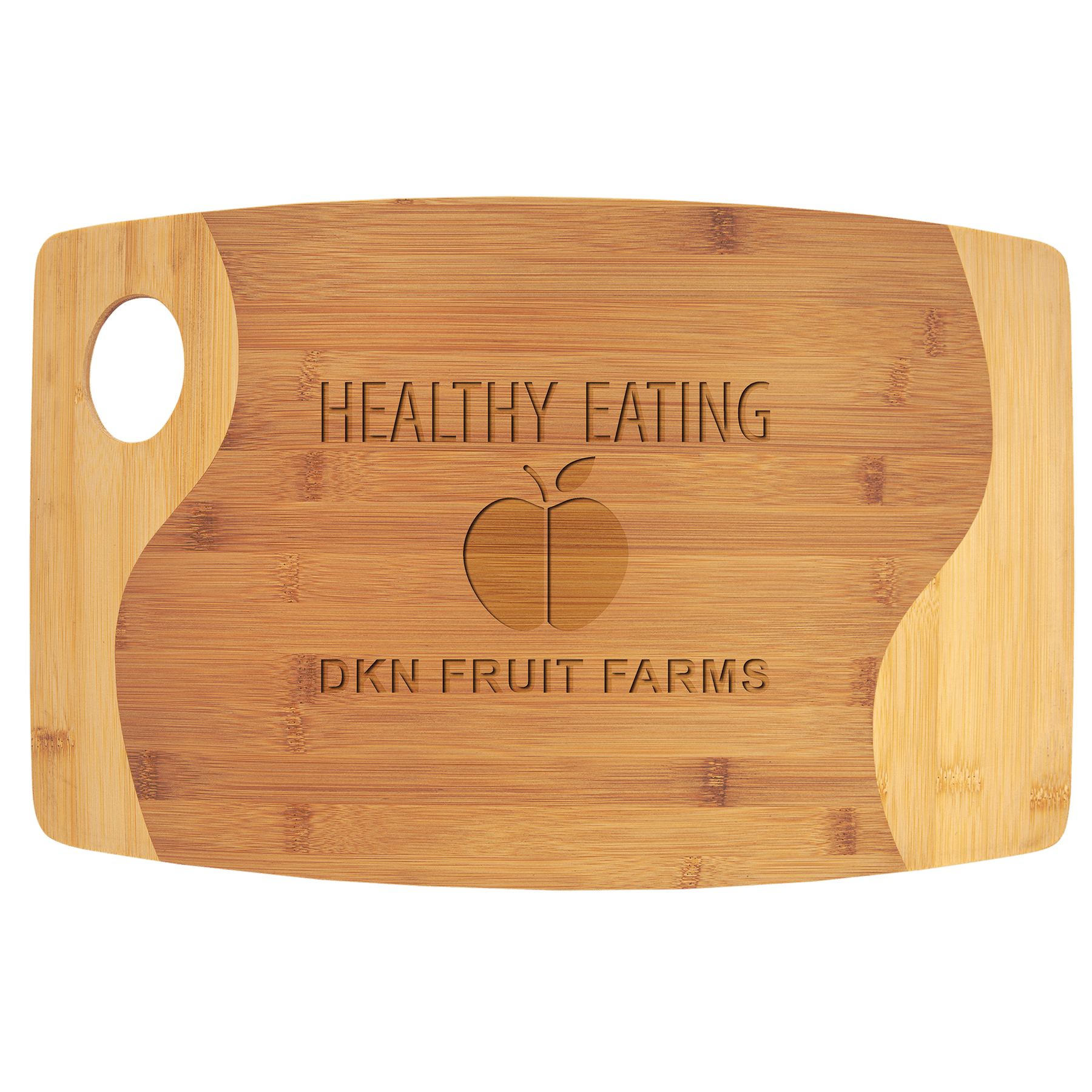 Bamboo Two Tone Cutting Board With Handle 4