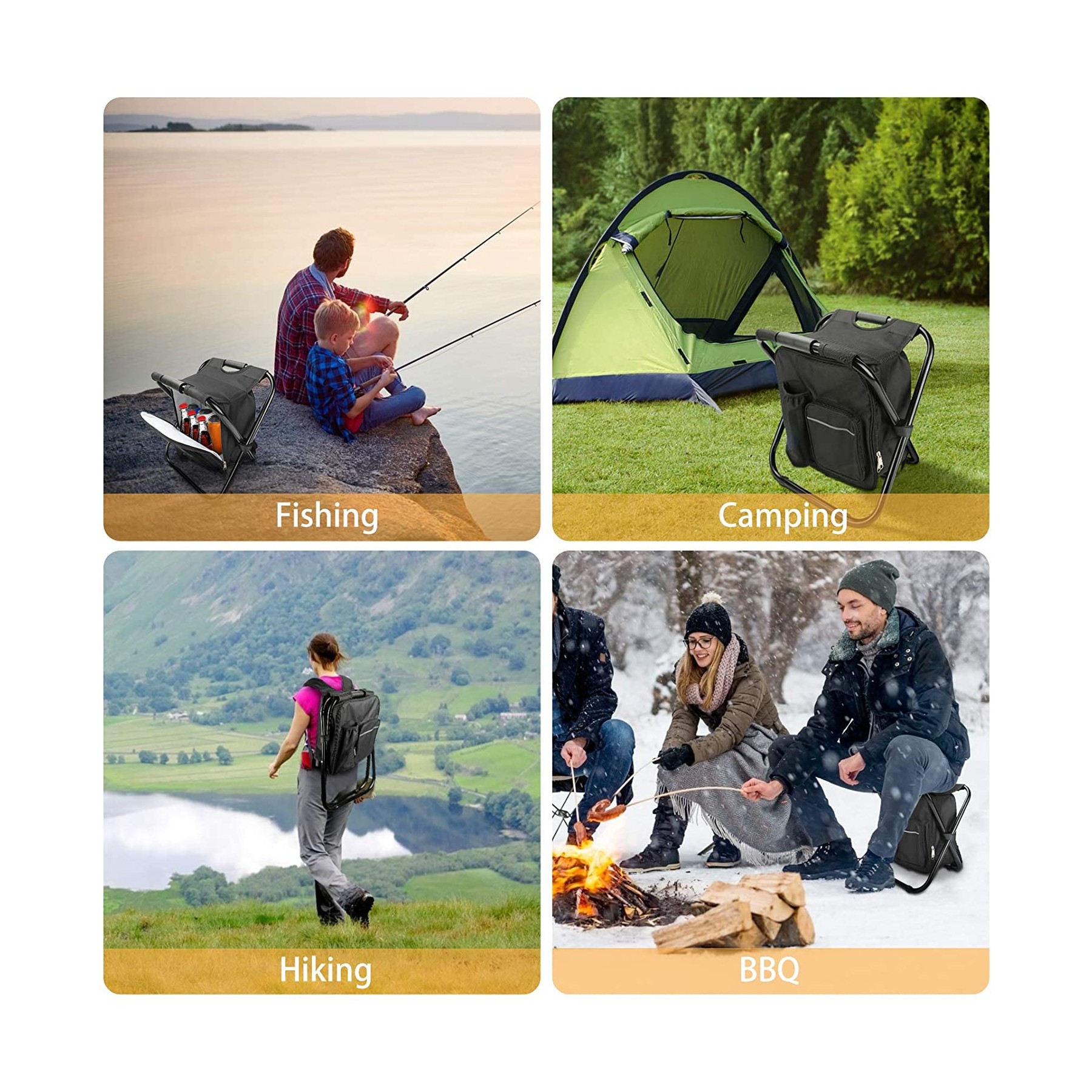 Backpack Folding Stool with Cooler Bag 2