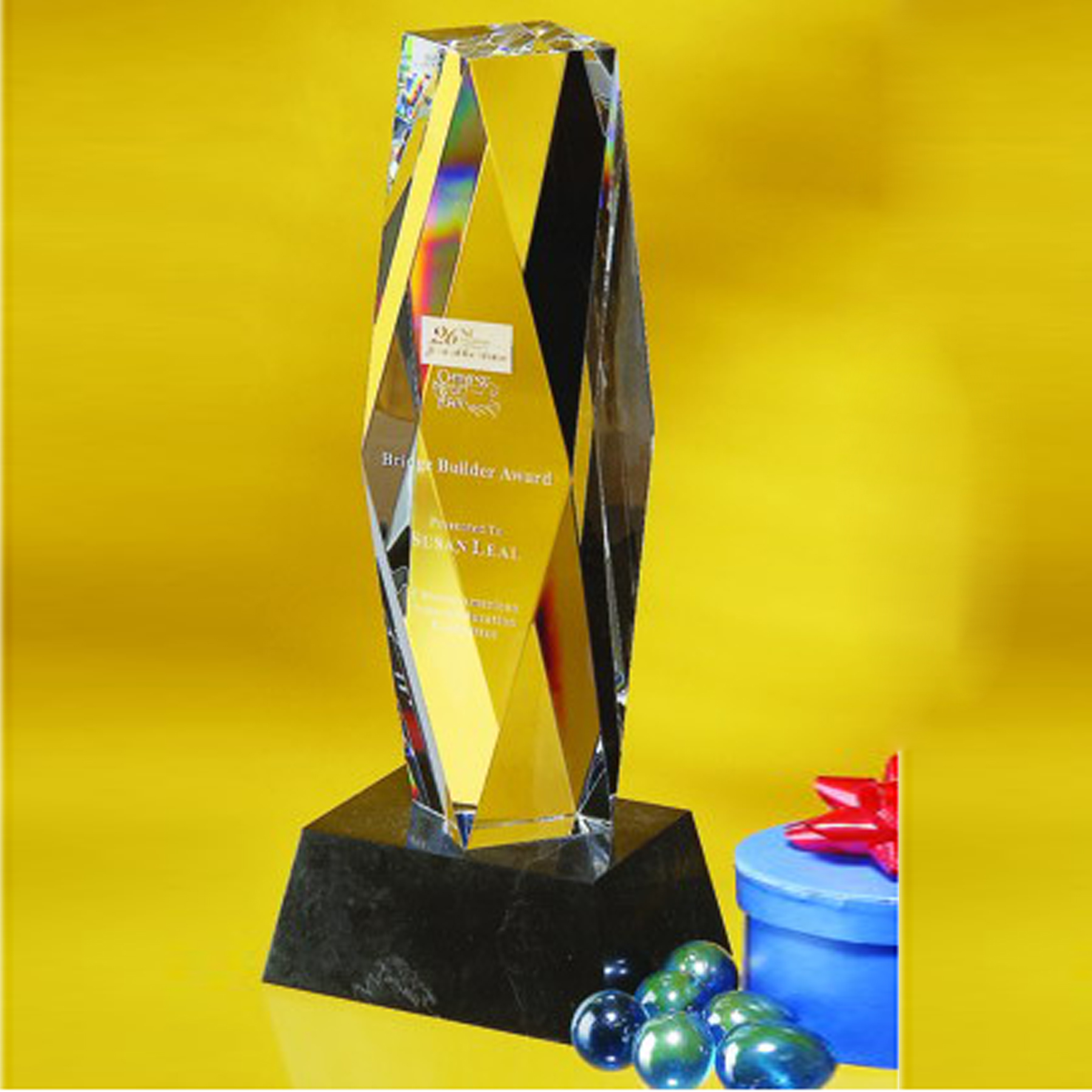 8" Monarch Crystal Award W/Base 4