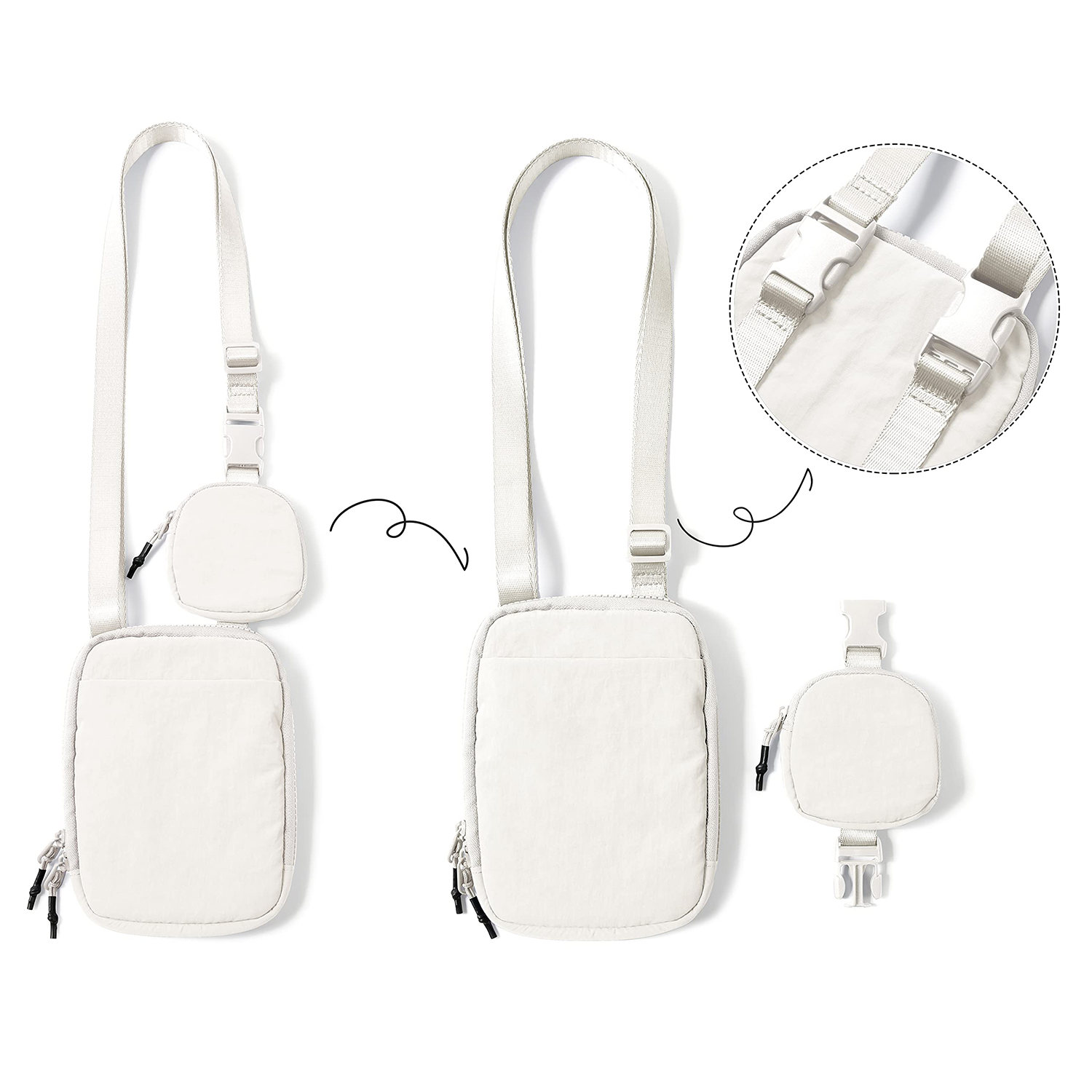 Unisex Crossbody Bag With Removable Small Pouch 6