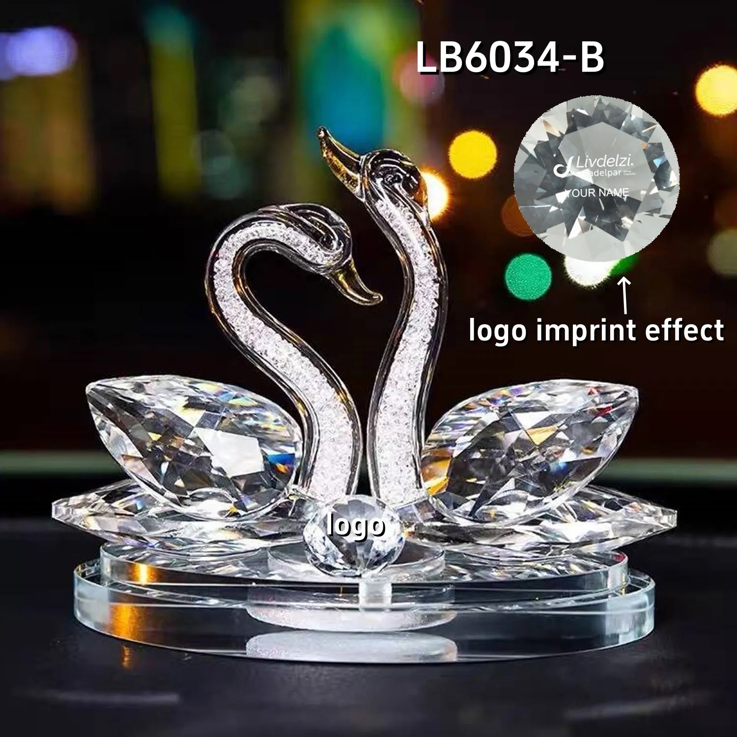 Crystal Swan Figurine Glass Paperweight Table Centerpiece 4