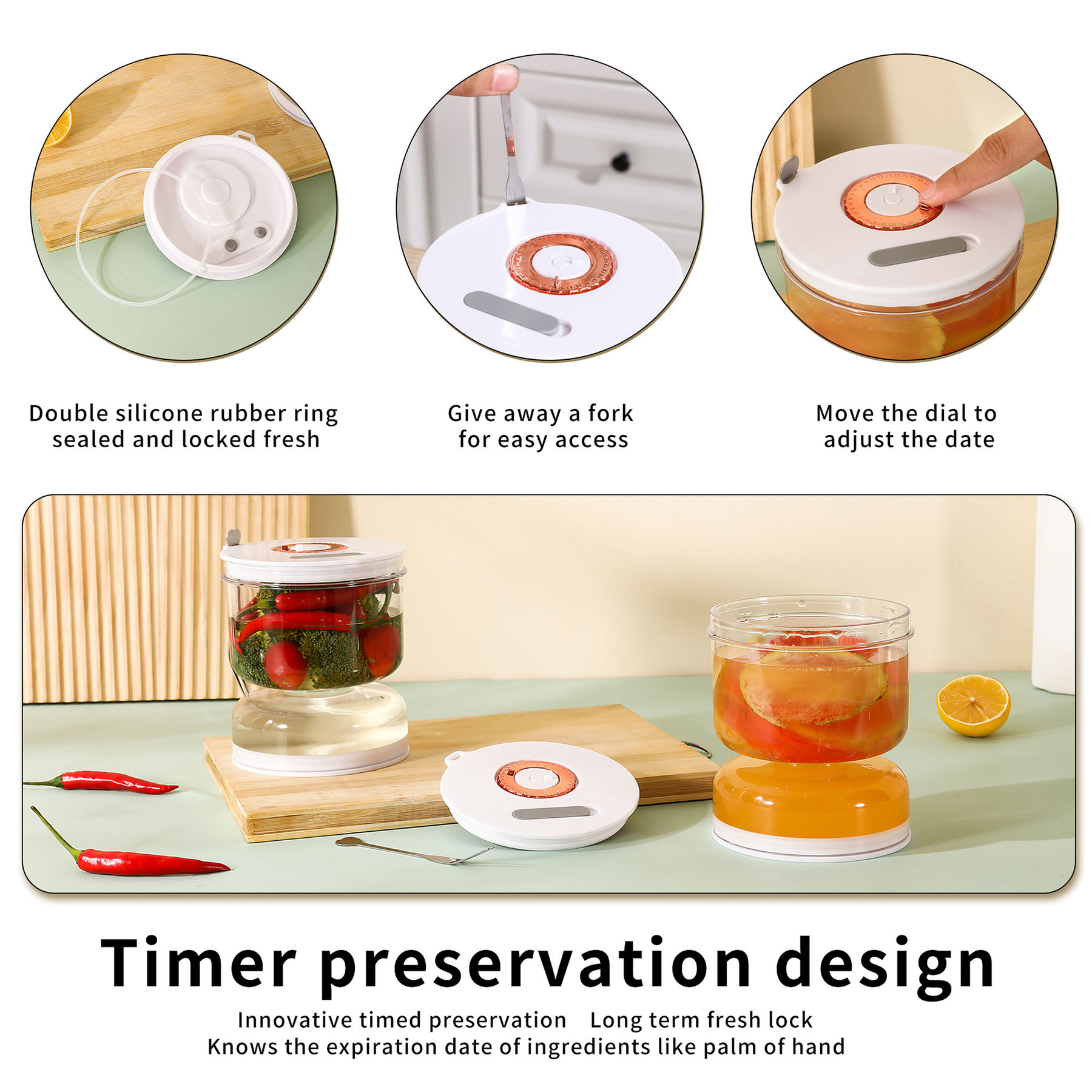 Glass Innovative Double-Layer Food Storage Container With Date Tracker 5