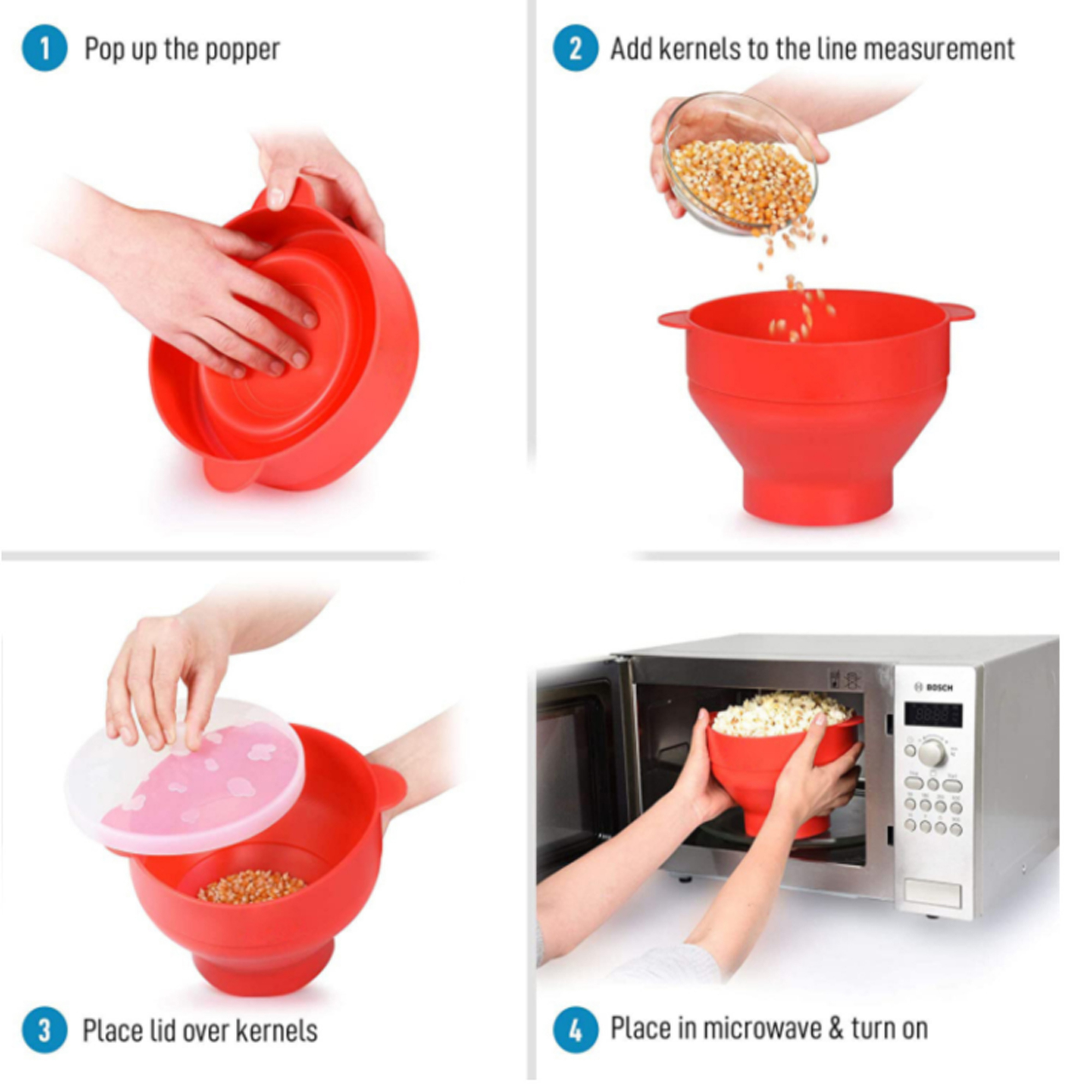 Collapsible microwave-safe silicone popcorn bucket 5