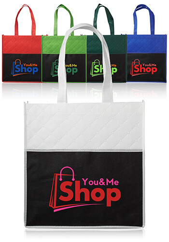 Reusable Quilted Pocket Grocery Tote Bags