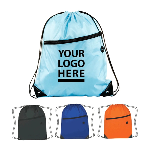 Drawstring Backpack with Zipper Pocket